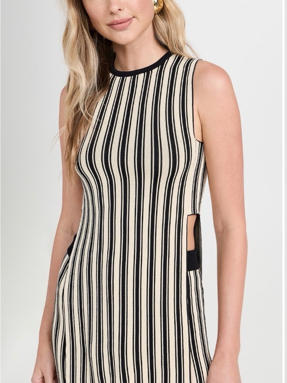 Simon Miller Sleeveless Black & Cream Striped Knit Dress